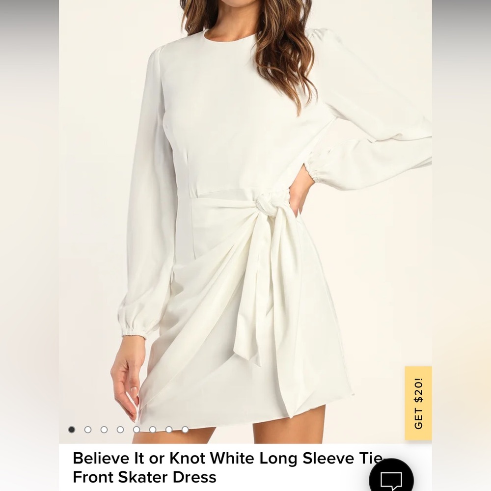 Lulu Believe it or Knot, white front tie dress.